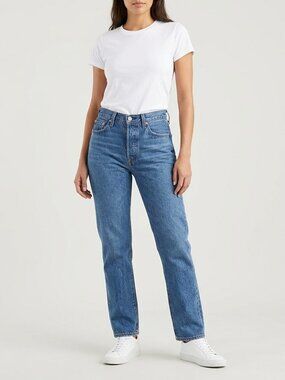 Levi's 501 '90s High Rise Straight Leg Blue Jeans Size W24 L30